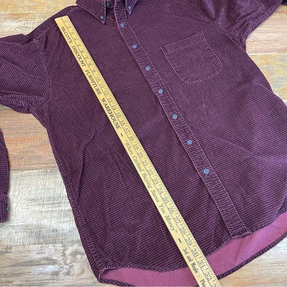 Eddie Bauer Houndstooth Micro Corduroy Shirt Red Mens Large Tall Gorpcore - Picture 9 of 11
